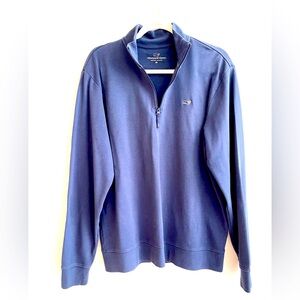 Vineyard Vines Navy Zip-Up Cotton Pullover